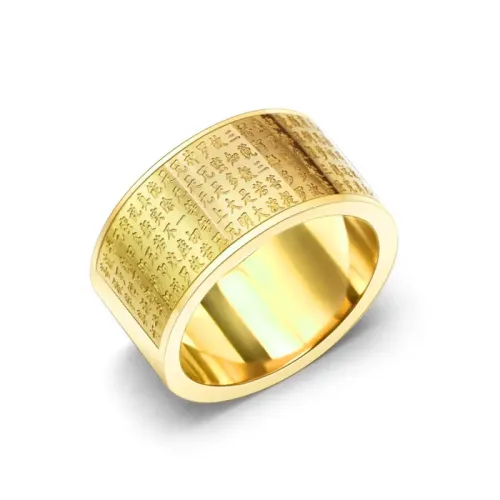 FXRT375 Engraved 18K Real Gold Plated Women's Ring Elegant Jewelry Accessory