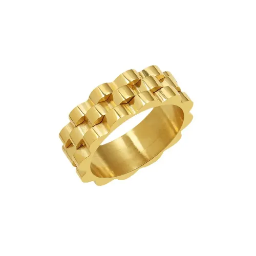 FXRT277 Non Fading 18K Gold Plated Thick Band Ring Durable & Stylish Strap Design