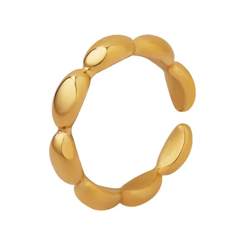 FXRT207 Geometric Oval Patchwork Gold Plated Band Ring Modern Jewelry
