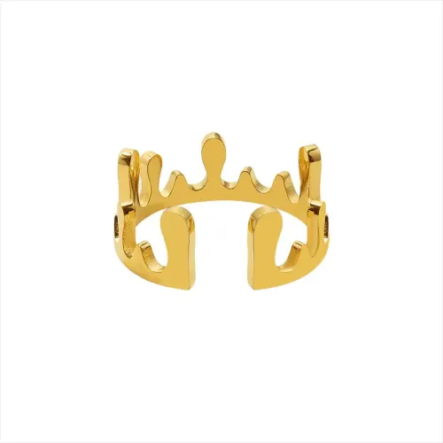 FXRT281 18K Gold Crown Open Ring Drop Shaped Index Finger Luxury Band