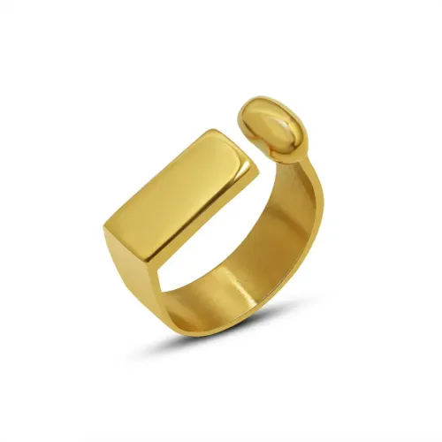 FXRT10 Geometric 18K Gold Open Index Finger Ring for Women Adjustable Modern Jewelry