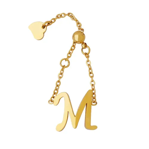 FXRT217 Gold Plated Heart Chain Fingertip Ring Elegant Finger Jewelry Accessory