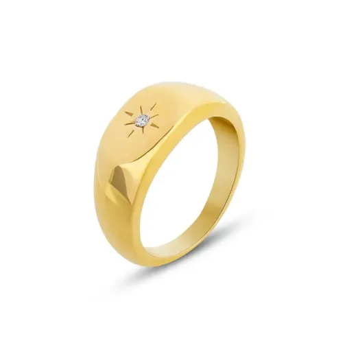 FXRT199 18K Gold Plated Zircon Stacking Rings Cool Unisex Finger Jewelry for Men and Women