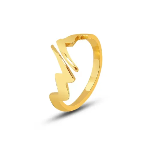 FXRT359 18K Gold Plated Lightning Bolt Open Ring Hip Hop Statement Jewelry