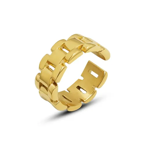FXRT300 18K Gold Plated Heavy Industry Watch Chain Ring High Quality Women's Index Finger Jewelry