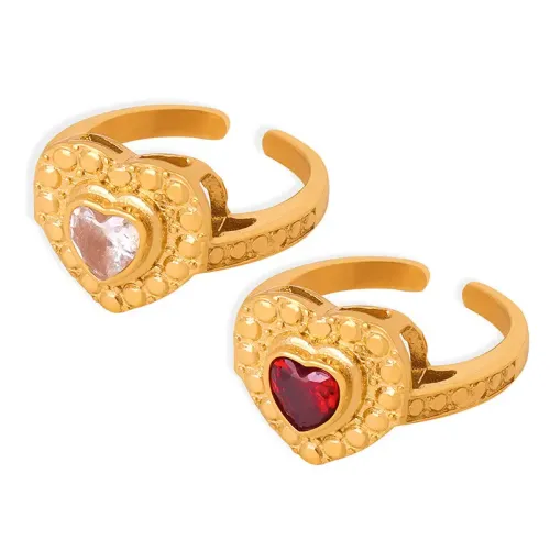 FXRT163 Love Inspired Zircon Open Ring, Adjustable Women's Jewelry Accessory