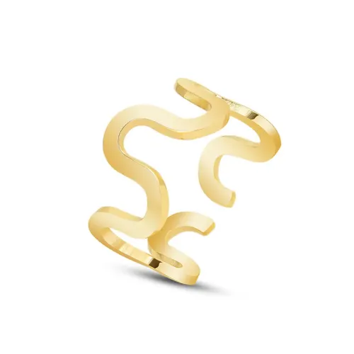 FXRT265 Modern U Shaped Wave Open Ring Geometric Band for Trendy Jewelry Lovers