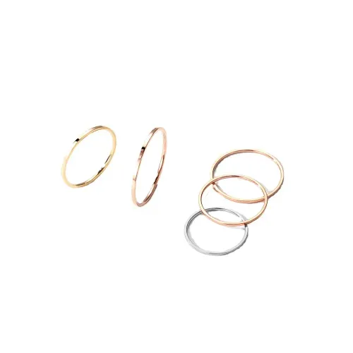 FXRT7 18K Gold Thin Tail Ring for Women Glossy Plain Index Finger Band Jewelry