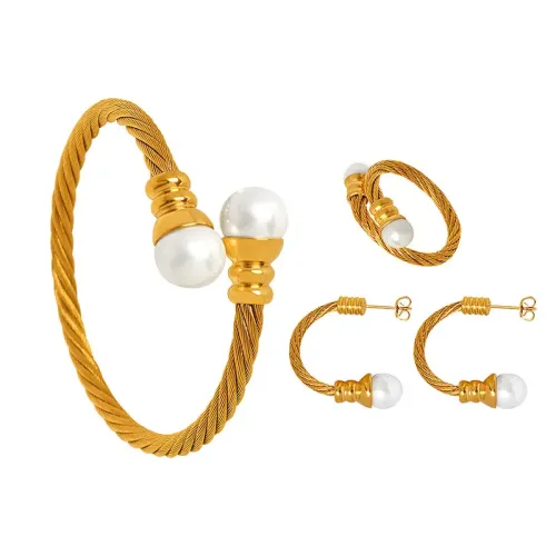 FXRT69 Unisex Jewelry Bracelet Elastic Ring Hose Earrings Set