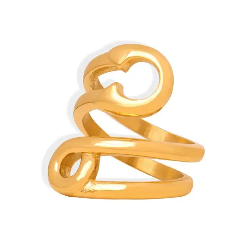 FXRT227 Chic Gold Plated Geometric Ring for Women Elegant Female Band