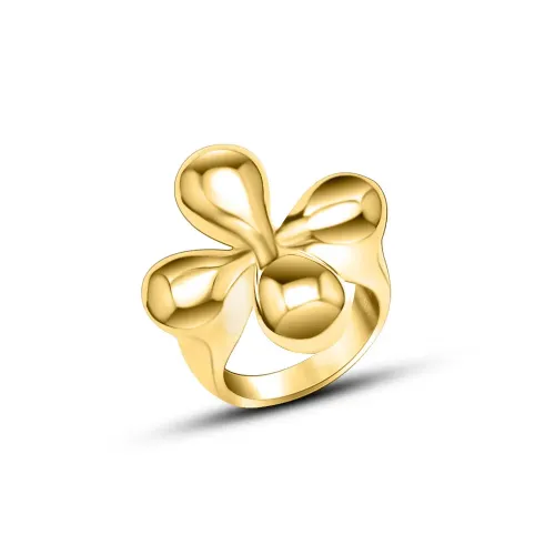FXRT273 Distressed Geometric Cast Ring for Women 18K Real Gold Plated Jewelry