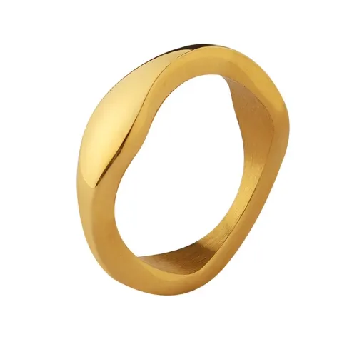 FXRT341 Unisex 18K Gold Plated Glossy Ring, Unique Special Shaped Jewelry for Men and Women