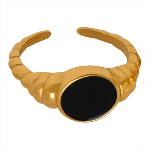 FXRT326 18K Gold Plated Twist Open Ring, Chic Oil Drip Index Finger Women's Jewelry