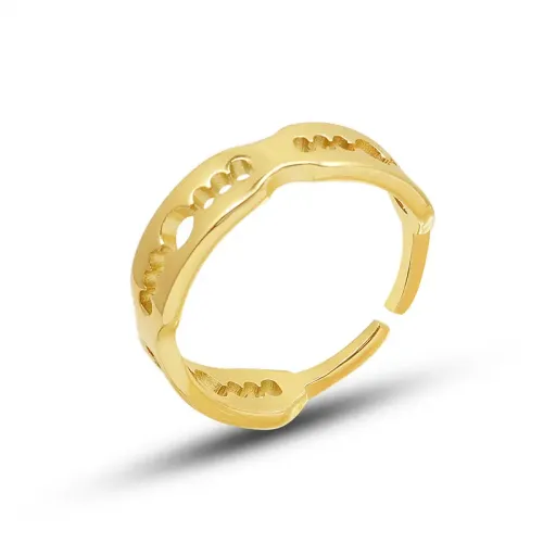 FXRT366 Women's 18K Gold Plated Hollow Tail Ring Adjustable Open Design Jewelry