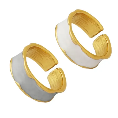 FXRT245 Morandi Blue & White Oil Drip Open Ring Women's Fashion Jewelry