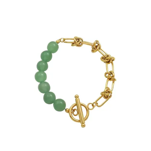 FXRT274 Natural Green Aventurine & Volcanic Rock Knotted Bracelet Jewelry