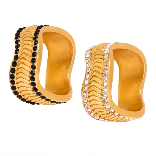 FXRT125 18K Gold Plated Geometric Couple's Ring, Chic Women's Love Band