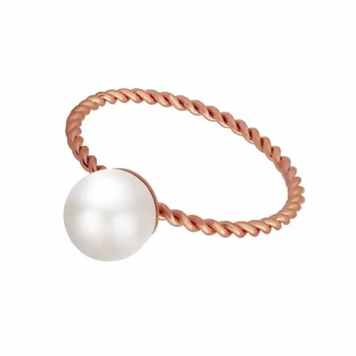 FXRT174 Delicate Rose Gold Imitation Pearl Ring, Small Elegant Rose Colored Jewelry