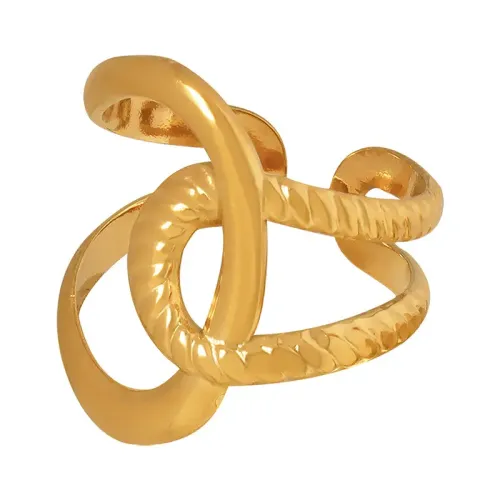 FXRT320 18K Gold Plated Open Ring, Women's Wrapped Irregular Fashion Jewelry