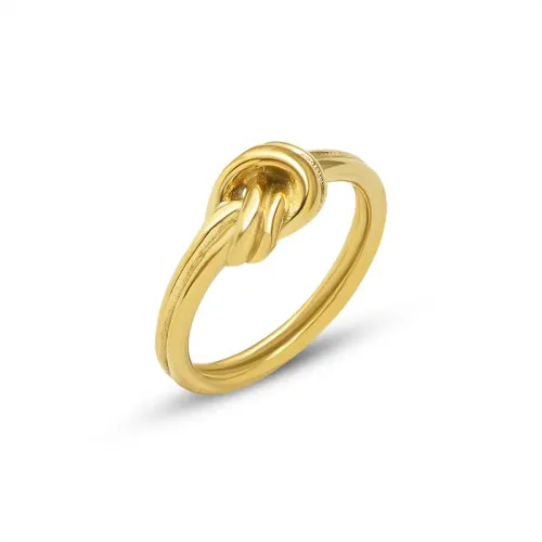 FXRT145 Elegant 18K Gold Italian Knotted Cast Band Ring, Perfect for Any Occasion