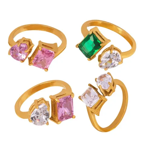 FXRT47 Gold Plated Zirconia Open Ring for Women Wholesale Factory Direct Jewelry
