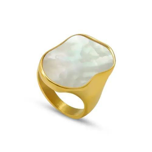 FXRT29 18K Gold Handcrafted Unique White Seashell Ring Luxury Jewelry Accessory