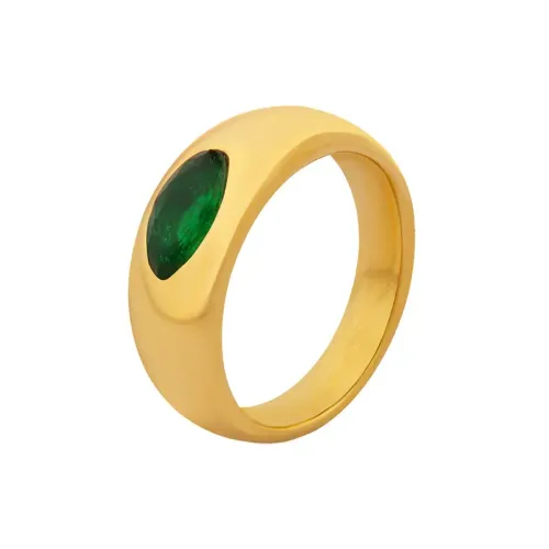 FXRT54 Elegant Chinese Style Women's Emerald Zircon Ring Traditional Gold Jewelry