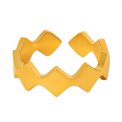 FXRT372 18K Gold Plated Diamond Couple Ring Adjustable Open Index Finger Jewelry
