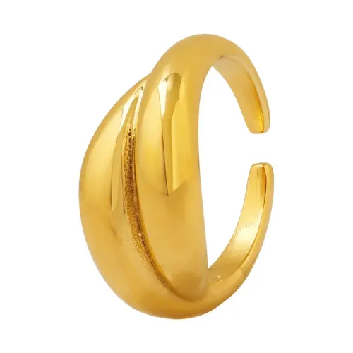 FXRT329 Elegant 18K Gold Plated Open Ring, Chic Women's Statement Jewelry