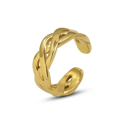 FXRT386 18K Real Gold Plated Chinese Knot Open Ring Staggered, Color Preserving Design