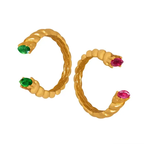 FXRT108 Colorful Crystal Inlaid Twist Open Ring Electroplated Women's Fashion Jewelry