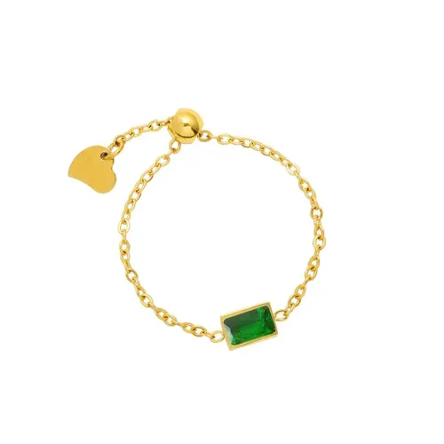FXRT196 Adjustable Finger Chain Ring with Zircon Inlay Pull Out Style Jewelry