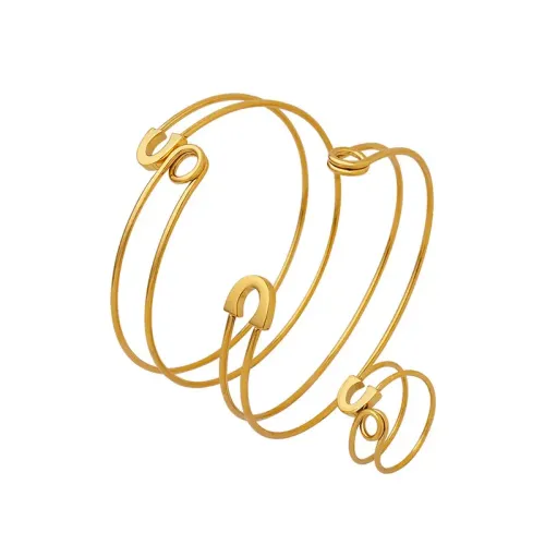 FXRT221 Elegant Women's Adjustable Pin Opening Bracelet and Ring Jewelry Set