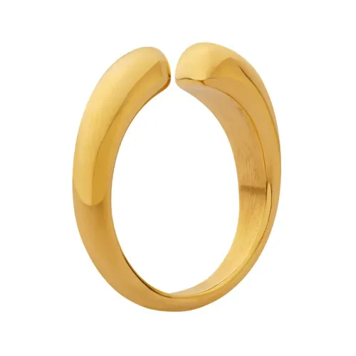 FXRT154 Minimalist Geometric Open Ring, 18K Gold Plated Mixed Band