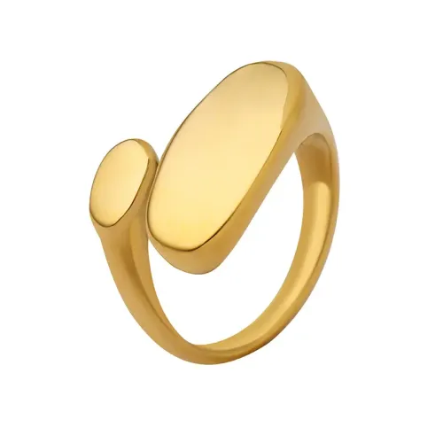 FXRT15 18K Gold Minimalist Flat Open Ring Unique Shaped Tail Ring with Casting Process