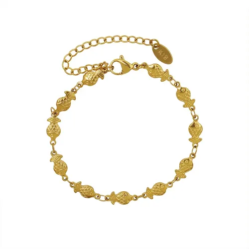 FXBT246 Charming 18K Gold-Plated Fish Tail Bracelet Cute Japanese Women's Jewelry