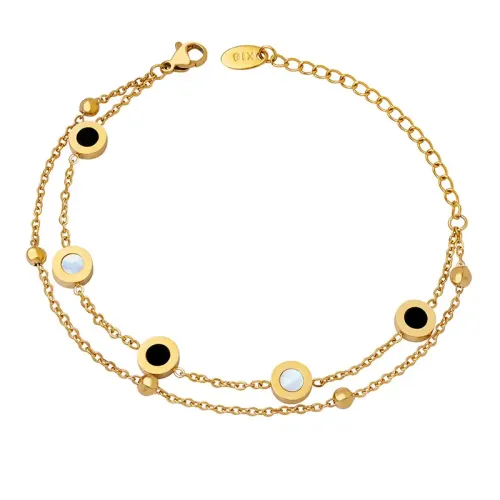 FXBT47 18K Real Gold Plated Minimalist Roman Bracelet for Women