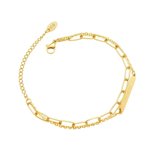 FXBT171 18K Gold-Plated Double Layer Goodluck Bracelet Chic Long Brand Luxury