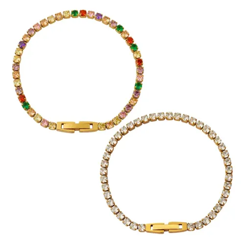 FXBT23 Multicolor Diamond Zircon Bracelet Luxurious Adjustable Bangle