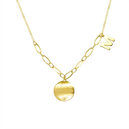 FXBT194 18K Gold Jewelry Set Wavy Star & 'M' Letter Clavicle Necklace and Bracelet