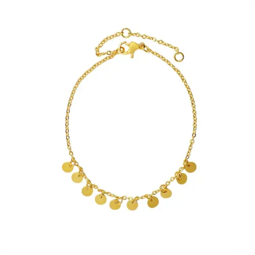 FXBT100 Handmade 18K Gold Plated Round Pendant Bracelet for Women Chic Girls' Jewelry