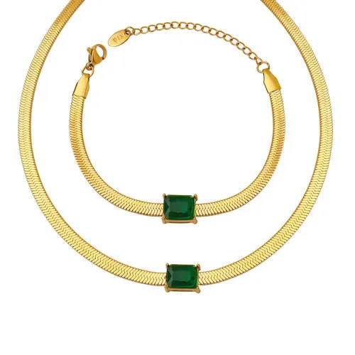 FXBT162 Sensual Choker Necklace with Colorful Zircon Trendy Blade Chain for Women