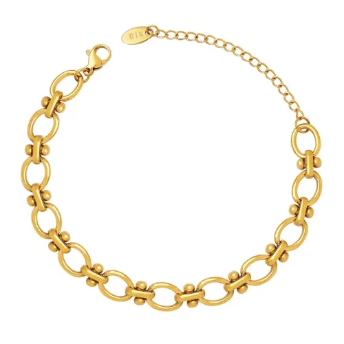 FXBT32 18K Gold Thick Chain Stitching Couple Bracelet Unisex Jewelry