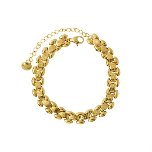 FXBT38 18K Gold Plated Wide Chain Bracelet Women Luxurious jewelry