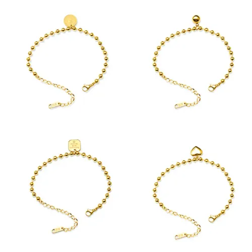 FXBT81 Chic Geometric Steel Ball Bracelet with 18K Gold Plating Elegant Jewelry