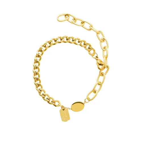 FXBT306 18K Real Gold Plated Splicing Chain Bracelet Perfect Gift for Girl's Best Friend