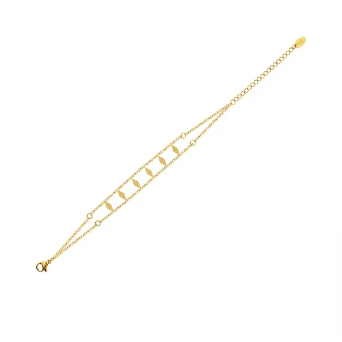FXBT176 Double Layer Prismatic Bracelet – 18K Real Gold Plated Geometric Jewelry