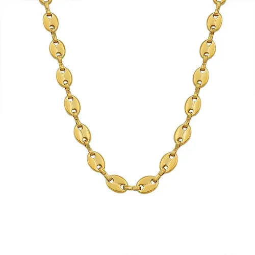 FXBT238 Gold Pig Nose Link Chain Necklace & Bracelet Set for Trendy Jewelry Lovers