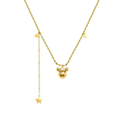 FXBT325 18K Gold Little Mouse Necklace & Bracelet Set Women's Rice Bead Jewelry