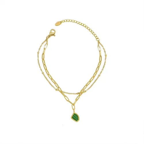 FXBT233 Chic Double Layer Geometric Emerald Acrylic Pendant Bracelet Winter Fashion Jewelry Wholesale